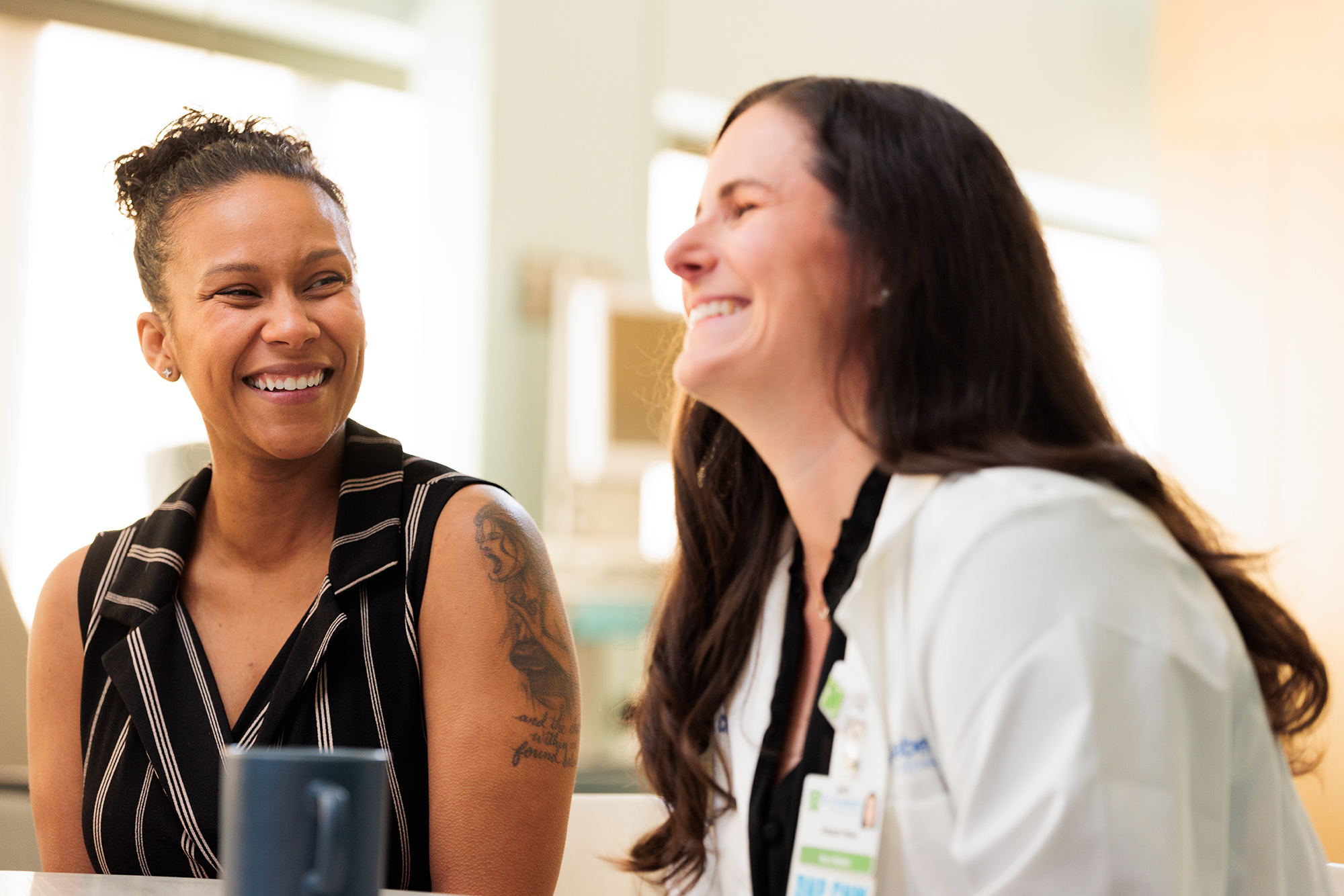 Markie shares her story with a labor and delivery doctor. 